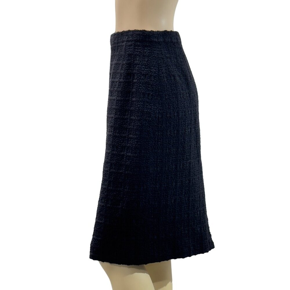 RENA LANGE Women's Textured Pencil Skirt Wool Blend Black Size 8 - Picture 3 of 10